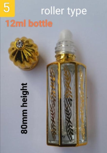 Empty stylish perfume essential oils & attar bottle 12ml roll on or stick (80mm)