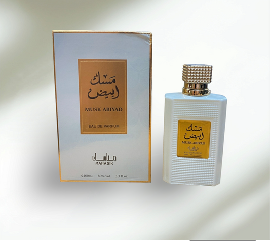 Arabian Perfume for Men • MUSK ABIYAD • 100ml • Free Gift 3ml Perfume Oil included •