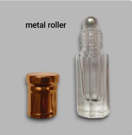 Perfume attar empty glass bottles metal roller • 3ml x 12pcs •