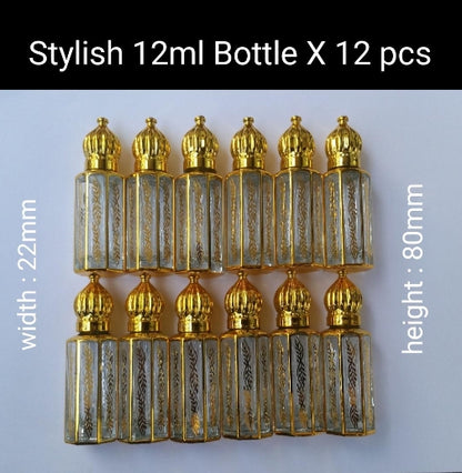 Empty stylish perfume essential oils & attar bottle 12ml roll on or stick (80mm)