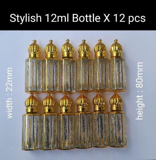 Empty stylish perfume essential oils & attar bottle 12ml roll on or stick (80mm)