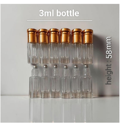 Perfume attar empty glass bottles metal roller • 3ml x 12pcs •