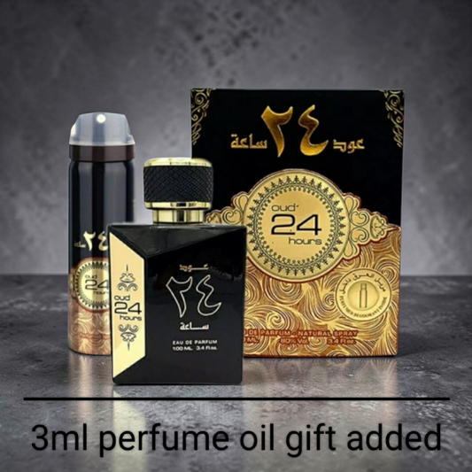 Arabian perfume for men • OUD 24HRs with deodorant  • 100ml • free gift 3ml perfume oil included •