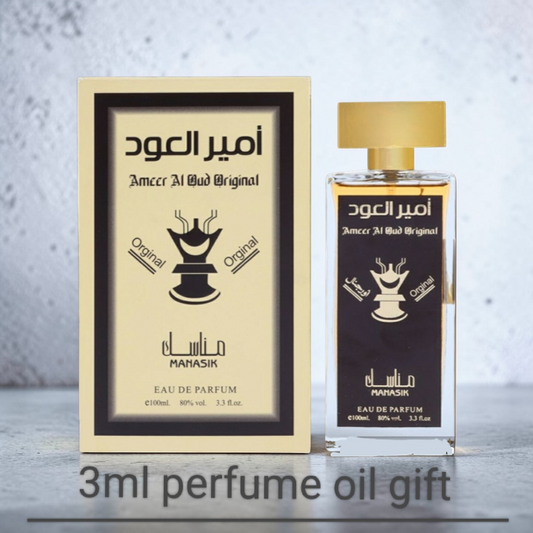 Arabian perfume for men • AMEER AL OUD • 100ml • free gift 3ml perfume oil included •