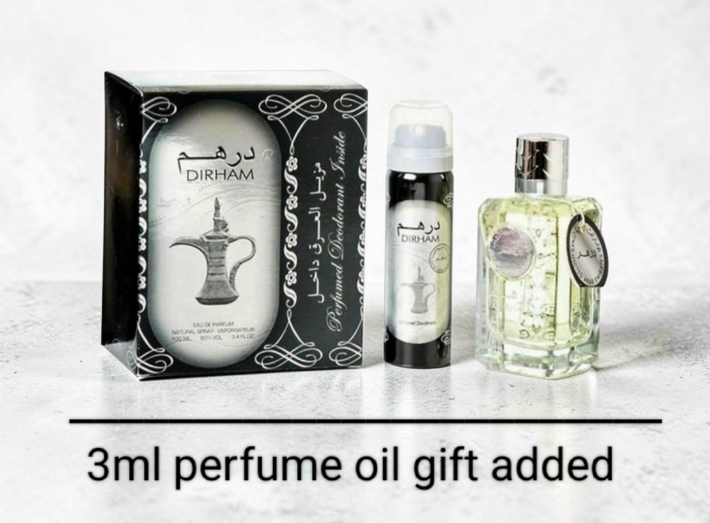 Arabian perfume for men • DIRHAM • 100ml with deodorant • free gift 3ml perfume oil included •