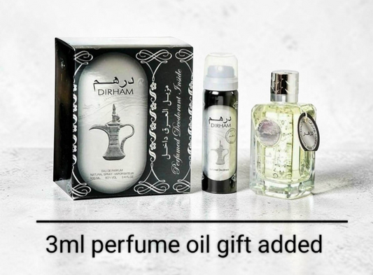 Arabian perfume for men • DIRHAM • 100ml with deodorant • free gift 3ml perfume oil included •