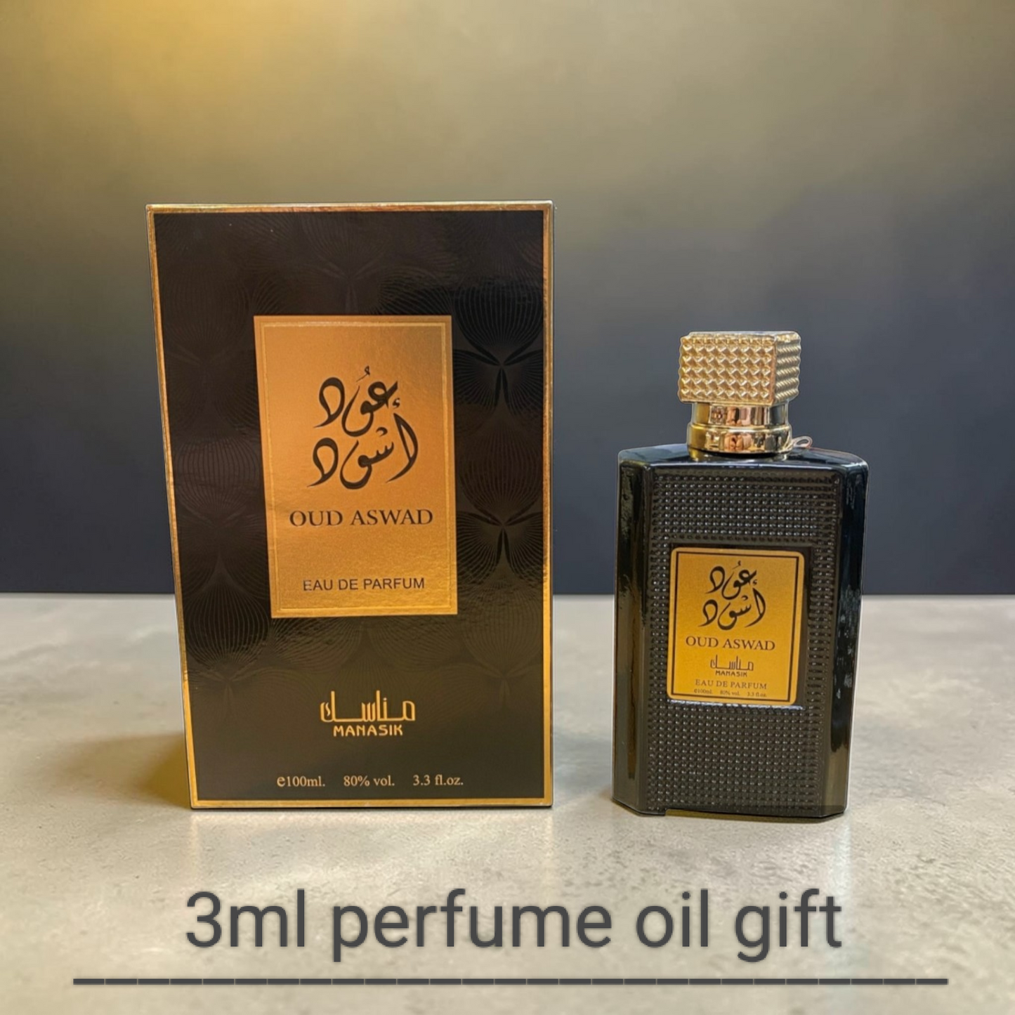 Arabian perfume for men • OUD ASWAD • 100ml • free gift 3ml perfume oil included •