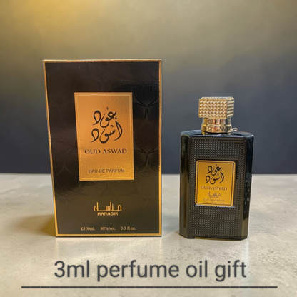 Arabian perfume for men • OUD ASWAD • 100ml • free gift 3ml perfume oil included •